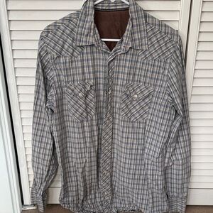 Pearl Snap Plaid Long Sleeve Western Shirt
